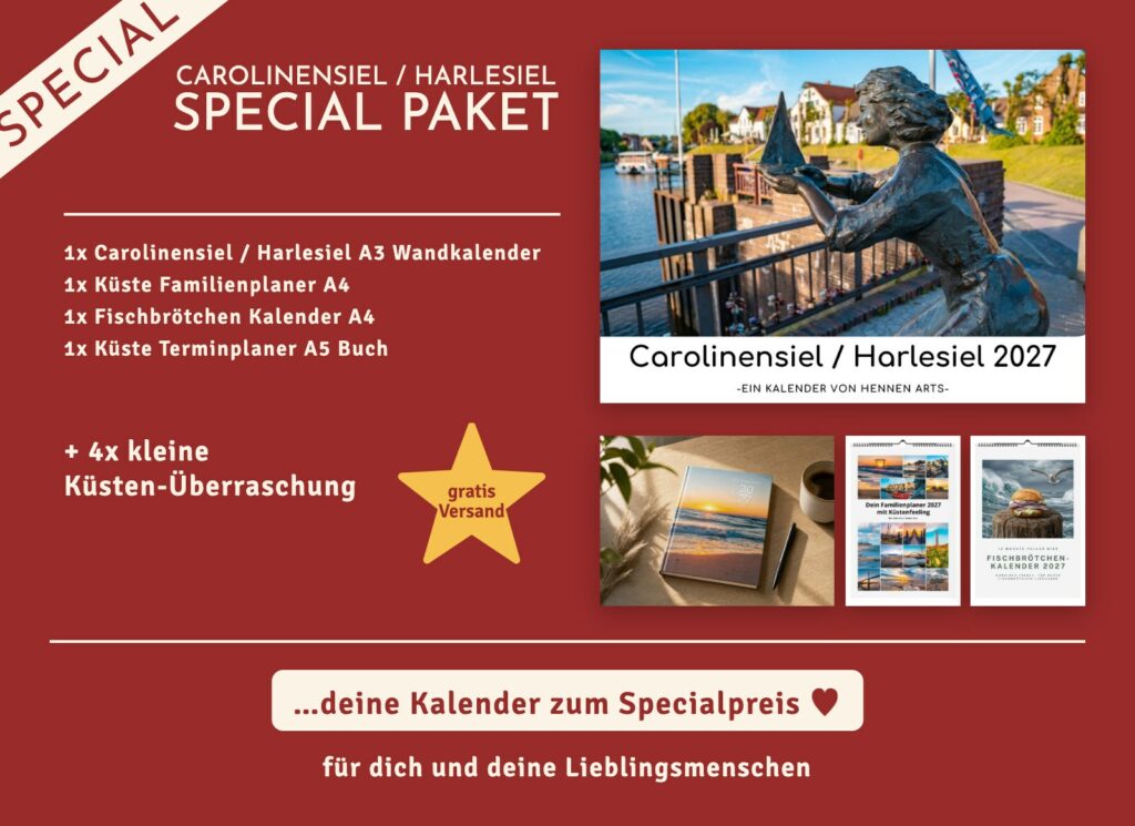 Carolinensiel / Harlesiel Special Paket 2027: Carolinensiel / Harlesiel Wandkalender, Familienplaner, Fischbrötchen Kalender, Terminplaner und 4 kleine Küsten-Überraschungen