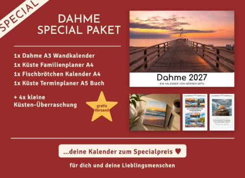 Dahme Special Paket 2027: Dahme Wandkalender, Familienplaner, Fischbrötchen Kalender, Terminplaner und 4 kleine Küsten-Überraschungen