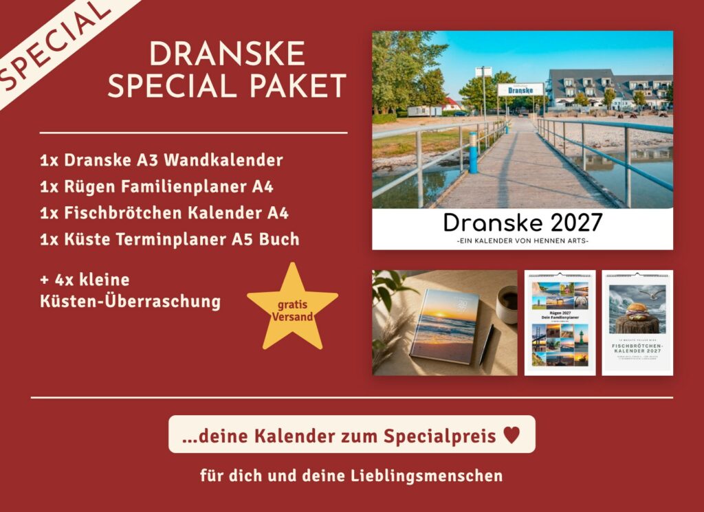 Dranske Special Paket 2027: Dranske Wandkalender, Rügen Familienplaner, Fischbrötchen Kalender, Terminplaner und 4 kleine Küsten-Überraschungen