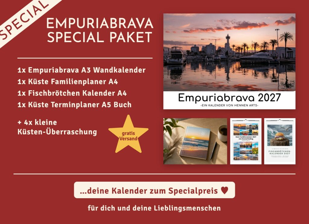 Empuriabrava Special Paket 2027: Empuriabrava Wandkalender, Familienplaner, Fischbrötchen Kalender, Terminplaner und 4 kleine Küsten-Überraschungen