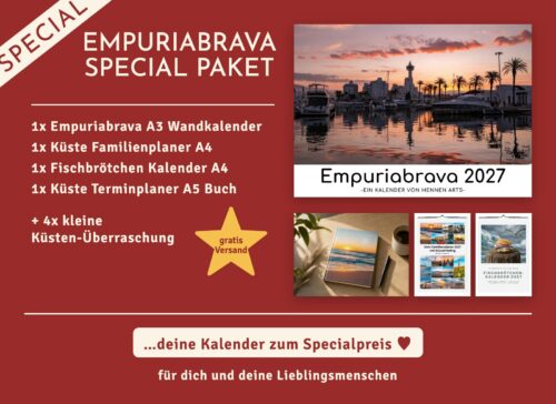 Empuriabrava Special Paket 2027: Empuriabrava Wandkalender, Familienplaner, Fischbrötchen Kalender, Terminplaner und 4 kleine Küsten-Überraschungen
