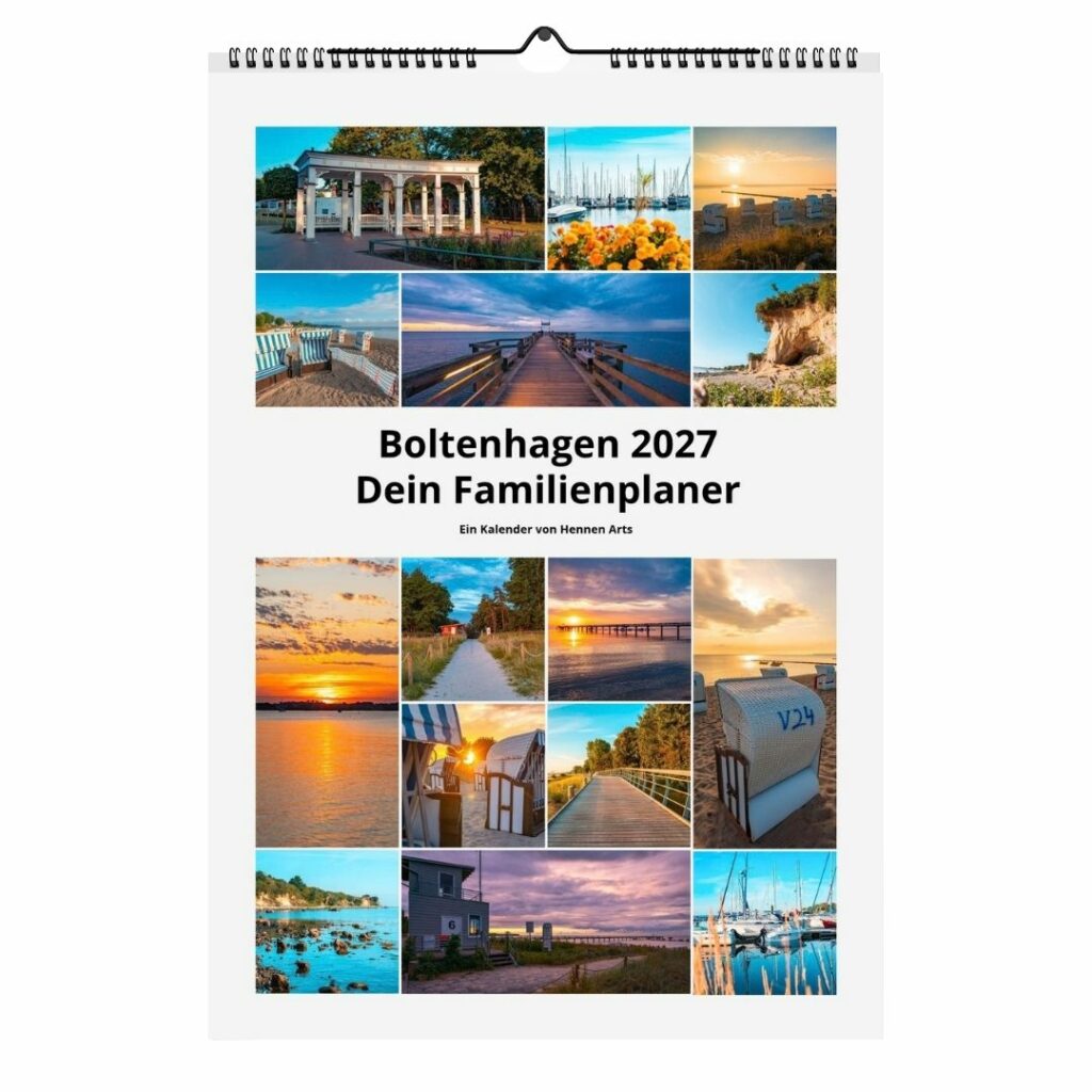 Familienplaner 2027 Boltenhagen, Titelseite mit Fotos aus Boltenhagen
