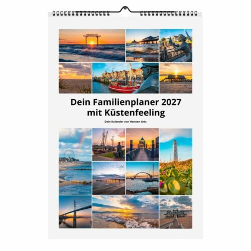 Familienplaner 2027 Küste, Titelseite mit Fotos von all unseren Küstenorten
