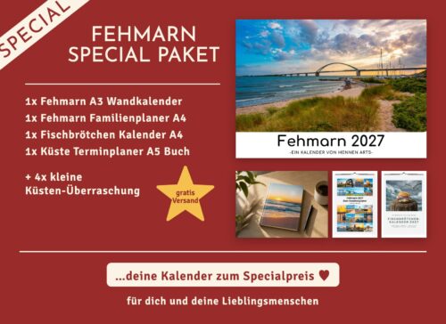 Fehmarn Special Paket 2027: Fehmarn Wandkalender, Fehmarn Familienplaner, Fischbrötchen Kalender, Terminplaner und 4 kleine Küsten-Überraschungen
