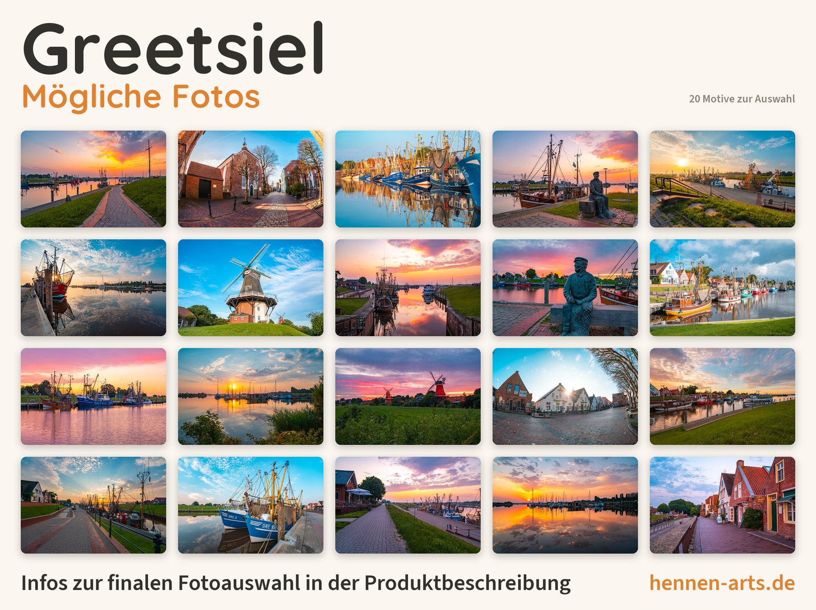 Greetsiel Kalender 2027, mögliche Fotos zur Auswahl