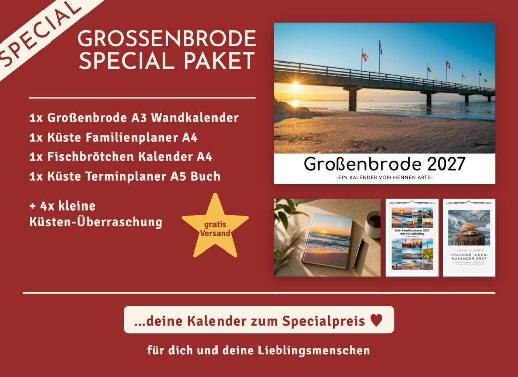Großenbrode Special Paket 2027: Großenbrode Wandkalender, Familienplaner, Fischbrötchen Kalender, Terminplaner und 4 kleine Küsten-Überraschungen