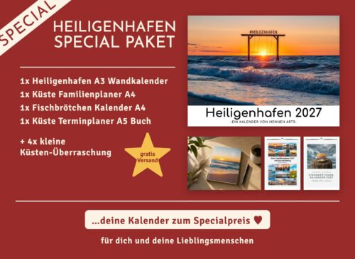 Heiligenhafen Special Paket 2027: Heiligenhafen Wandkalender, Familienplaner, Fischbrötchen Kalender, Terminplaner und 4 kleine Küsten-Überraschungen