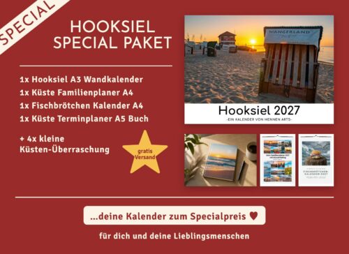 Hooksiel Special Paket 2027: Hooksiel Wandkalender, Familienplaner, Fischbrötchen Kalender, Terminplaner und 4 kleine Küsten-Überraschungen