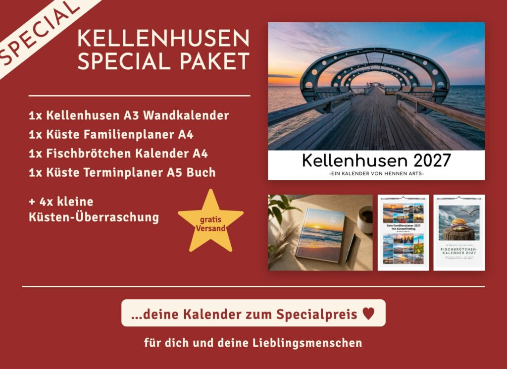 Kellenhusen Special Paket 2027: Kellenhusen Wandkalender, Familienplaner, Fischbrötchen Kalender, Terminplaner und 4 kleine Küsten-Überraschungen