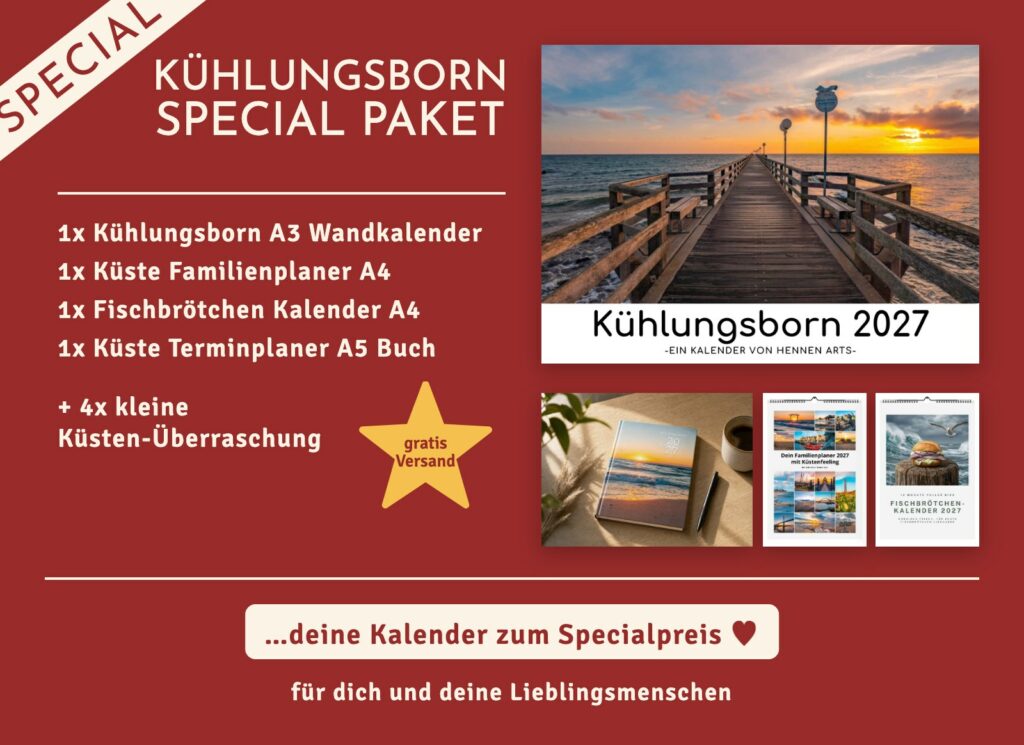 Kühlungsborn Special Paket 2027: Kühlungsborn Wandkalender, Familienplaner, Fischbrötchen Kalender, Terminplaner und 4 kleine Küsten-Überraschungen