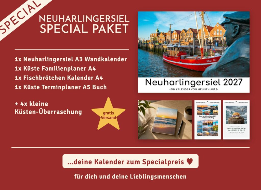 Neuharlingersiel Special Paket 2027: Neuharlingersiel Wandkalender, Familienplaner, Fischbrötchen Kalender, Terminplaner und 4 kleine Küsten-Überraschungen