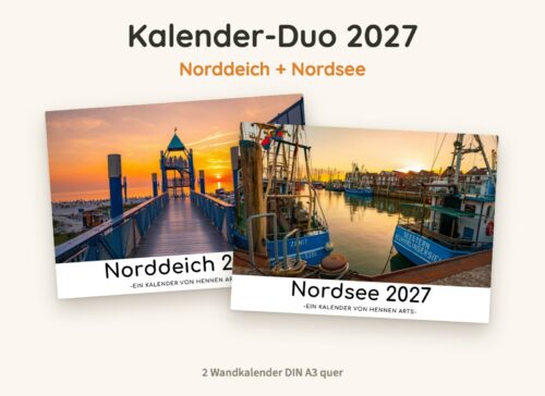 Kalender-Duo 2027: Norddeich Kalender und Nordsee Kalender, zwei Wandkalender DIN A3