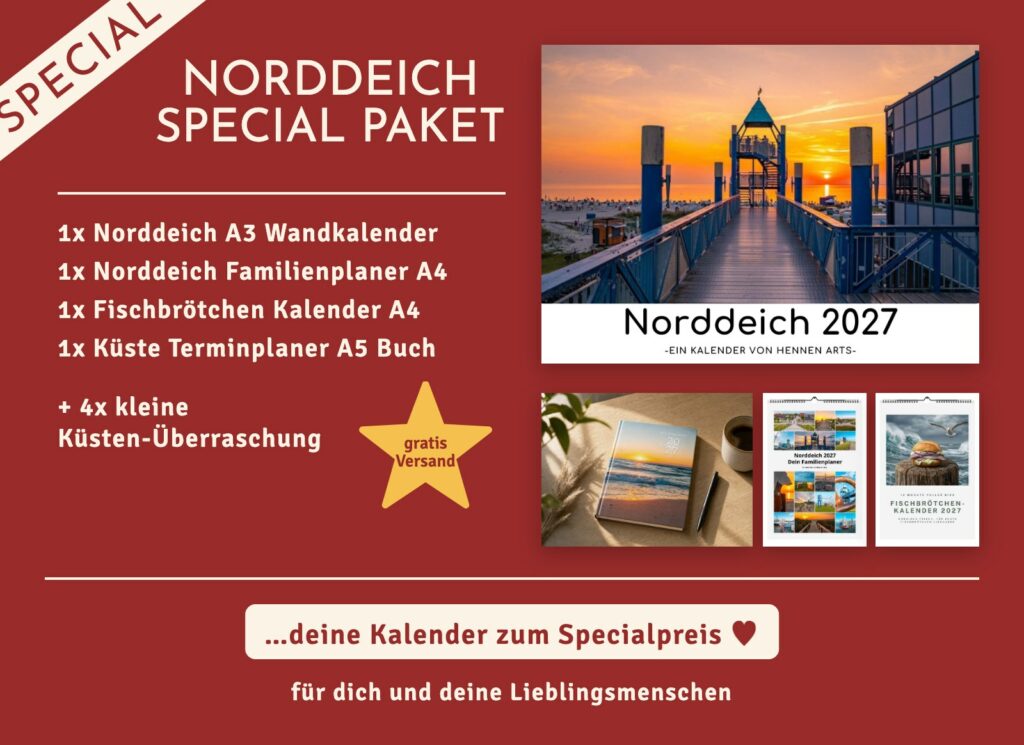 Norddeich Special Paket 2027: Norddeich Wandkalender, Norddeich Familienplaner, Fischbrötchen Kalender, Terminplaner und 4 kleine Küsten-Überraschungen