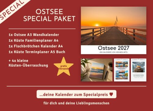 Ostsee Special Paket 2027: Ostsee Wandkalender, Familienplaner, Fischbrötchen Kalender, Terminplaner und 4 kleine Küsten-Überraschungen