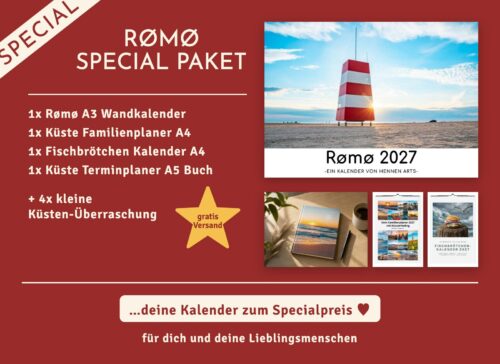 Rømø Special Paket 2027: Rømø Wandkalender, Familienplaner, Fischbrötchen Kalender, Terminplaner und 4 kleine Küsten-Überraschungen