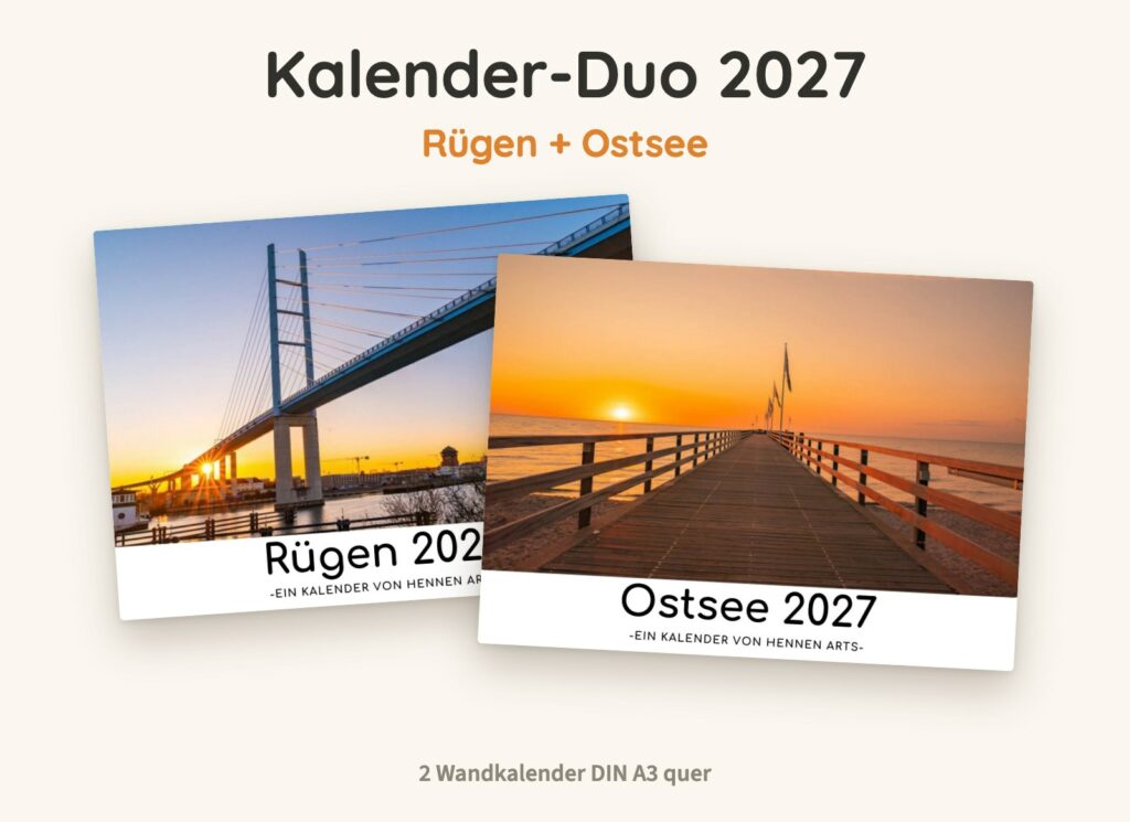 Kalender-Duo 2027: Rügen Kalender und Ostsee Kalender, zwei Wandkalender DIN A3