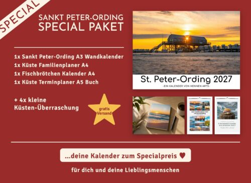 Sankt Peter-Ording Special Paket 2027: Sankt Peter-Ording Wandkalender, Familienplaner, Fischbrötchen Kalender, Terminplaner und 4 kleine Küsten-Überraschungen