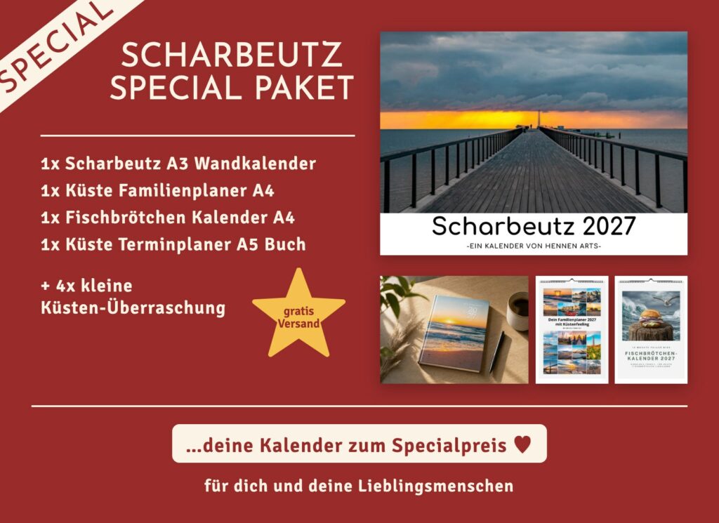 Scharbeutz Special Paket 2027: Scharbeutz Wandkalender, Familienplaner, Fischbrötchen Kalender, Terminplaner und 4 kleine Küsten-Überraschungen