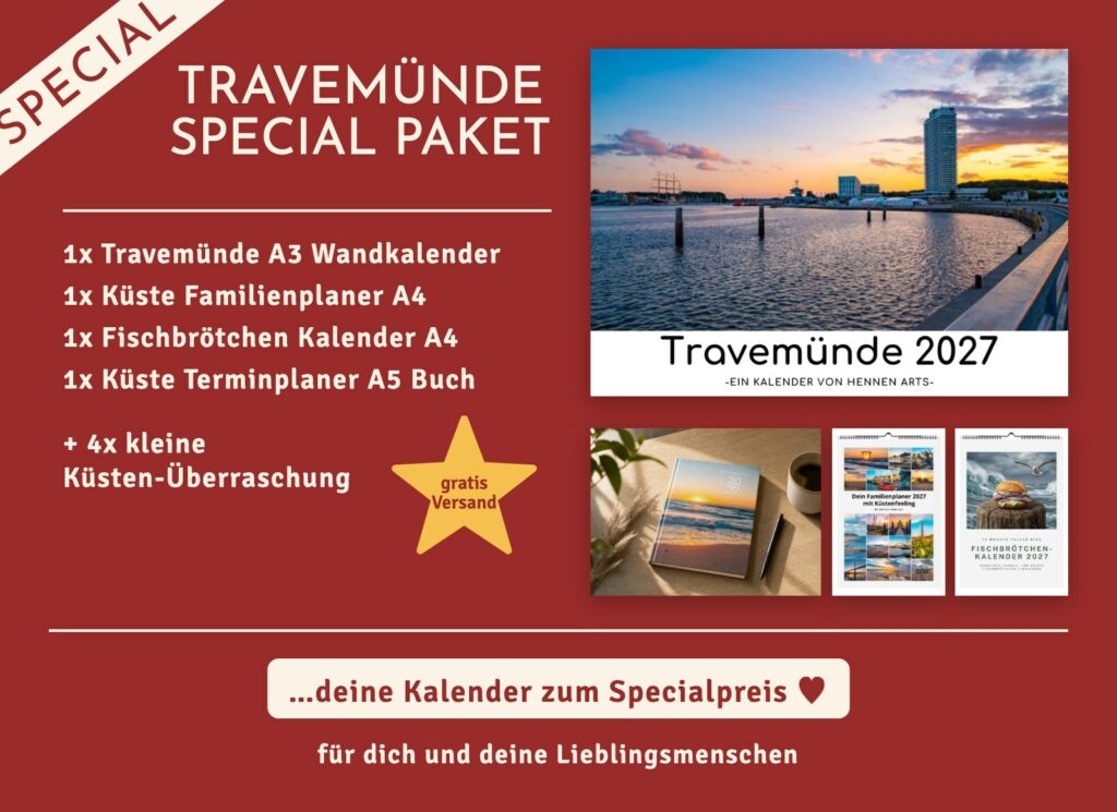 Travemünde Special Paket 2027: Travemünde Wandkalender, Familienplaner, Fischbrötchen Kalender, Terminplaner und 4 kleine Küsten-Überraschungen