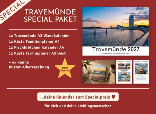 Travemünde Special Paket 2027: Travemünde Wandkalender, Familienplaner, Fischbrötchen Kalender, Terminplaner und 4 kleine Küsten-Überraschungen