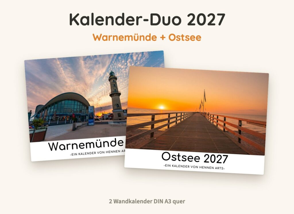 Kalender-Duo 2027: Warnemünde Kalender und Ostsee Kalender, zwei Wandkalender DIN A3