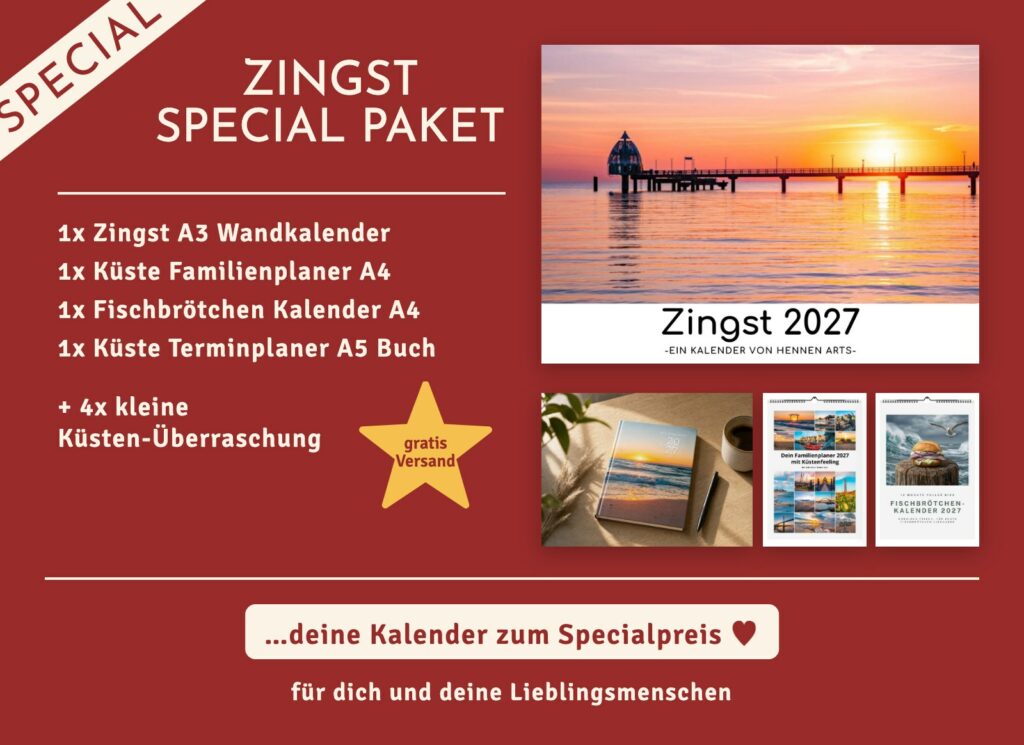 Zingst Special Paket 2027: Zingst Wandkalender, Familienplaner, Fischbrötchen Kalender, Terminplaner und 4 kleine Küsten-Überraschungen