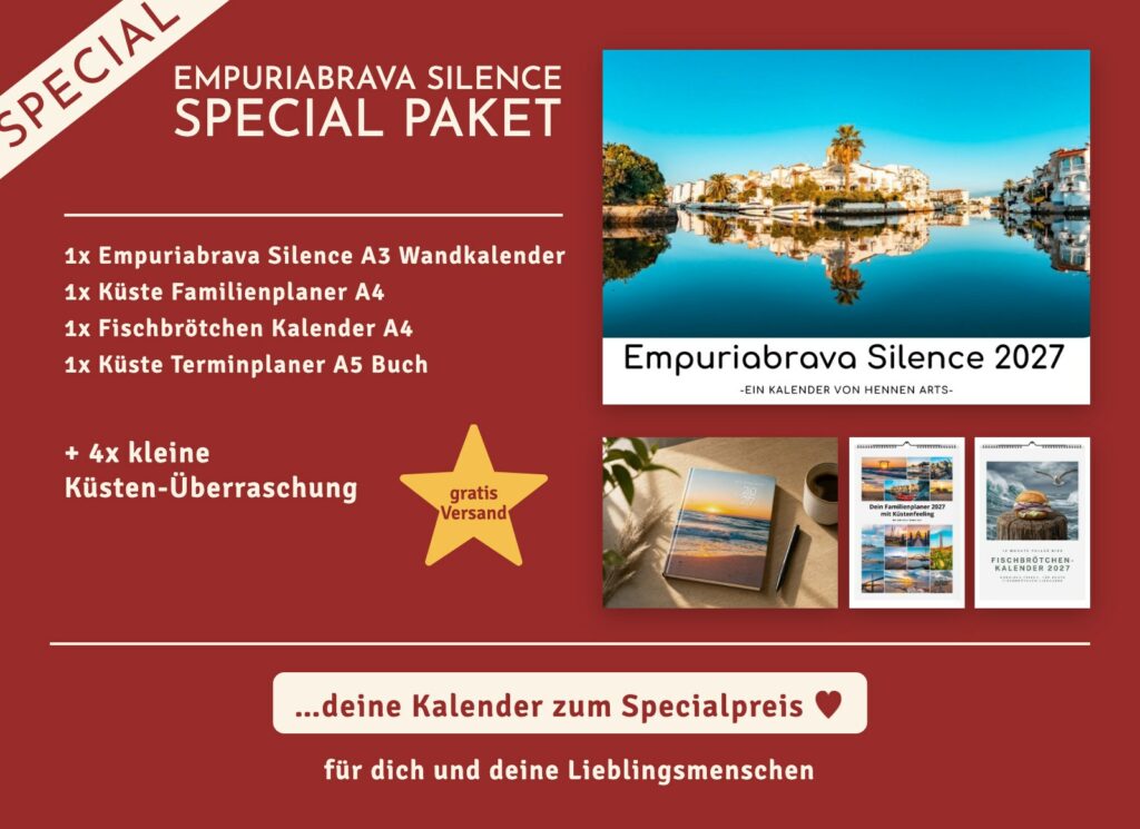 Empuriabrava Silence Special Paket 2027: Wandkalender, Familienplaner, Fischbrötchen Kalender und Terminplaner